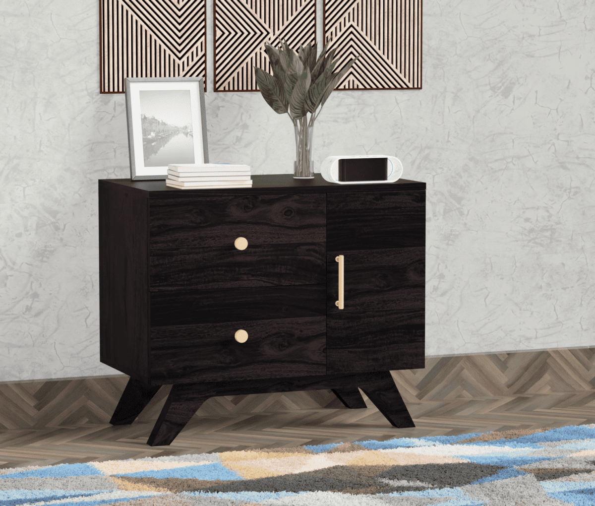 Elite 2-Drawer Wooden Bedside Table