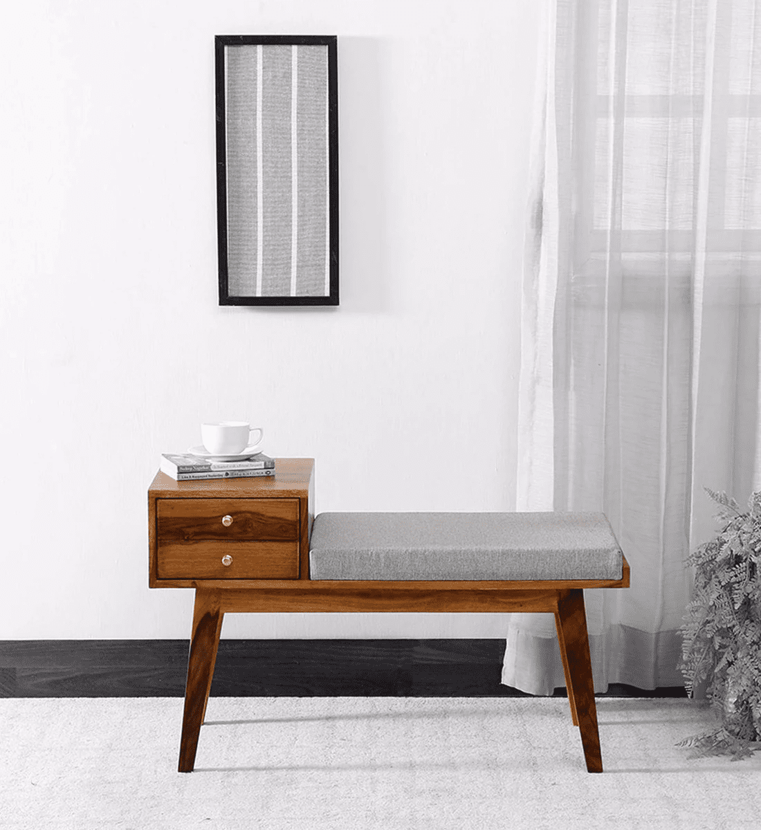 Kurth Sheesham Wood Benche In Rustic Teak Finish - top10wood