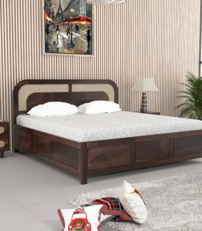 Majestic Solid Sheesham Wood Bed with Storage