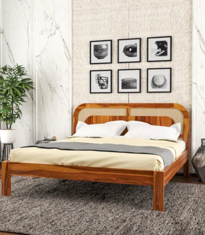 Solid Sheesham Wood Double Bed for Bedroom