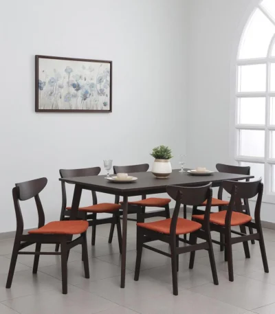 Rustic Charm Solid Wood 6 Seater Dining Set