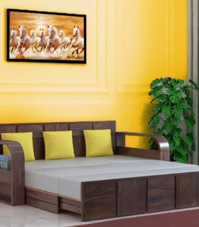 Decorel Solid Wood 3 Seater Sofa Cum Bed