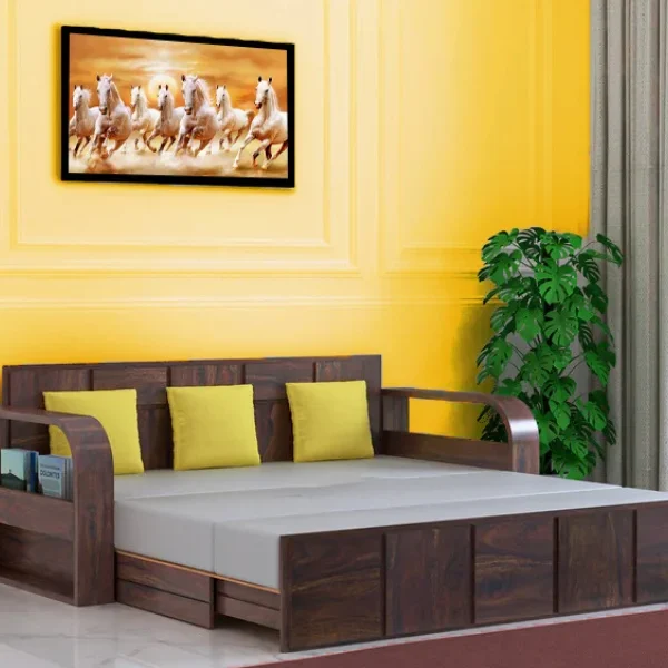 Decorel Solid Wood 3 Seater Sofa Cum Bed