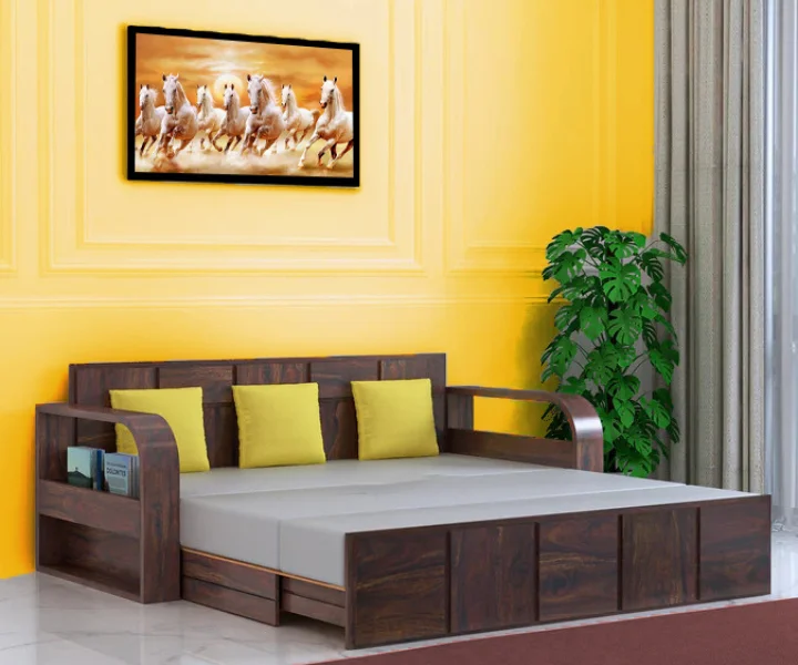 Decorel Solid Wood 3 Seater Sofa Cum Bed