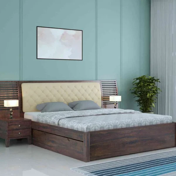 Befree Solid Sheesham Wood Drawer Storage Bed