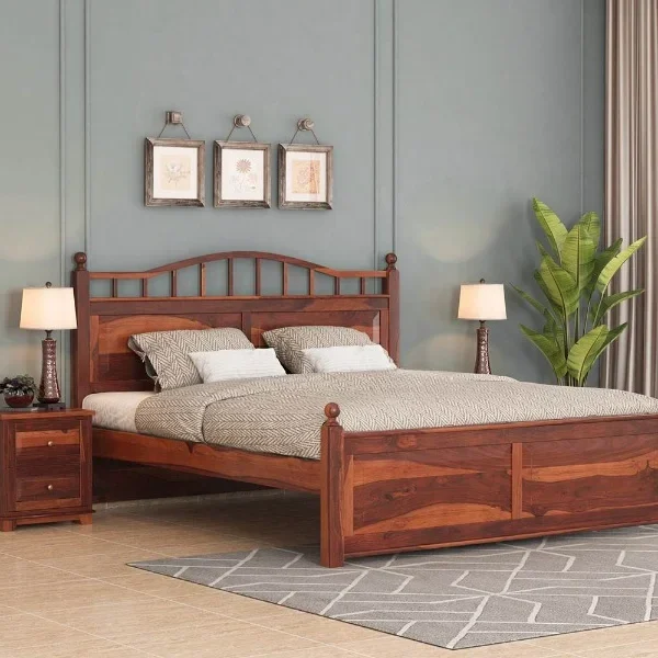 Lotus Sheesham Wood king/Queen Size Bed Without Storage