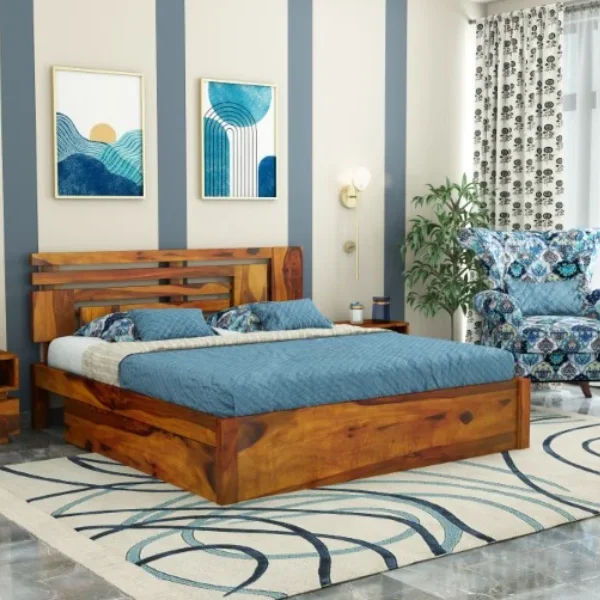 Wooden Bed With Storage